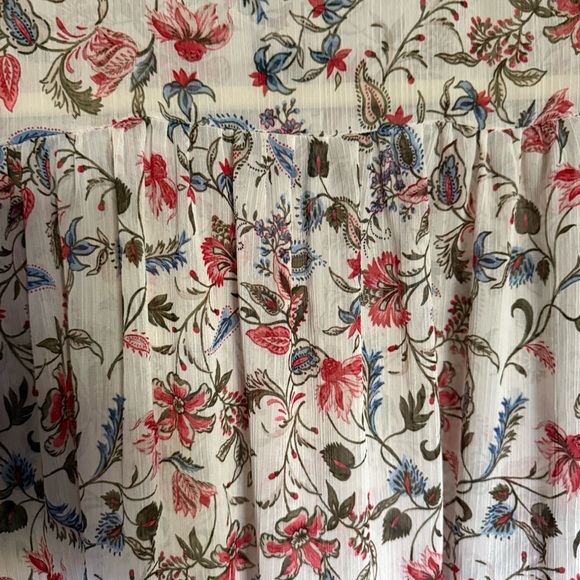 Zara Sheer Long Sleeve Floral White Collar Button Down Blouse Top Size Small - Picture 10 of 12